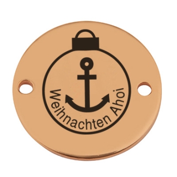 Coin Armbandverbinder Weihanchten "Weihnachten Ahoi", 15 mm, vergoldet, Motiv lasergraviert