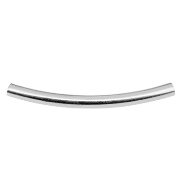 Metal bead curved tube, 35 x 3 mm, inner diameter 2.4 mm, silver plated