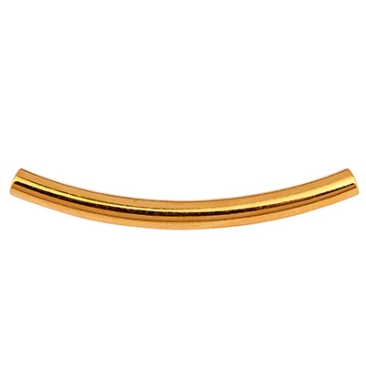 Metal bead curved tube, 35 x 3 mm, inner diameter 2.4 mm, gold-plated