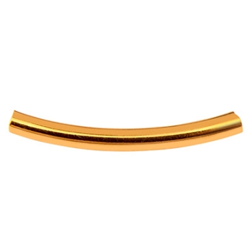 Metal bead curved tube, 30 x 3 mm, inner diameter 2.4 mm, gold plated