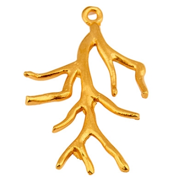 Metal pendant coral, 37.5 x 24 mm, gold-plated