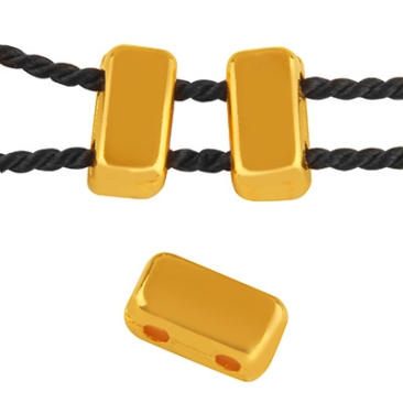 Metallperle Twin Duo Brick, 3 x 8 mm, Lochdurchmesser 1 mm, vergoldet