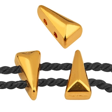 Perle métallique Twin Duo Triangular, 5 x 8 mm, diamètre du trou 1 mm, doré