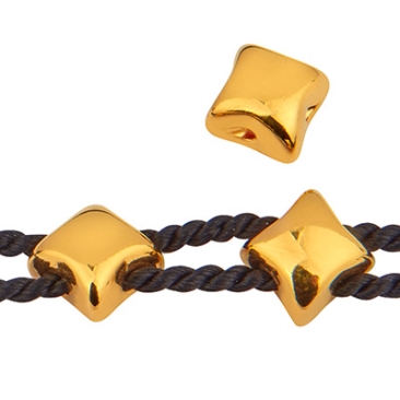 Metal bead Twin Duo Rhombus, 8 mm, hole diameter 1 mm, gold-plated