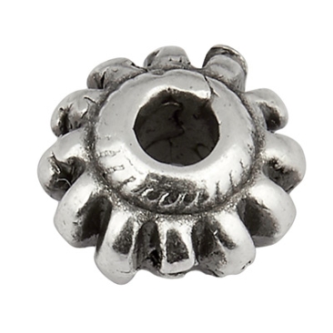 Metal bead spacer, 7 x 4 mm, hole diameter 2 mm, silver-plated