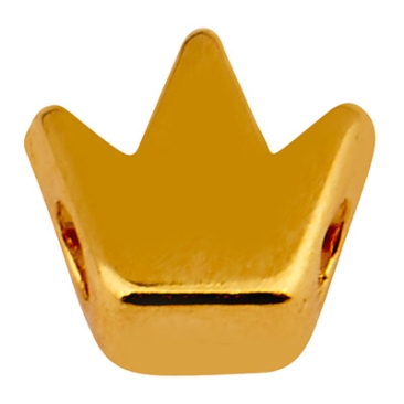 Perle métallique couronne, 6 mm,diamètre du trou 1,6 mm, doré