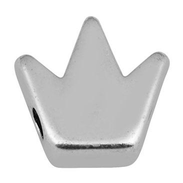 Perle métallique couronne, 8 mm,diamètre du trou 1,6 mm, argentée