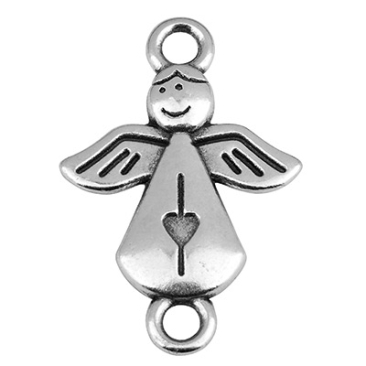 Bracelet connector angel, 13 x 14 mm, silver plated