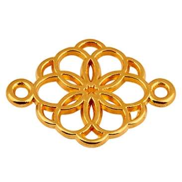 Connecteur de bracelet fleur, 15 mm, doré