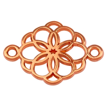 Armband connector bloem, 15 mm, rose goud verguld