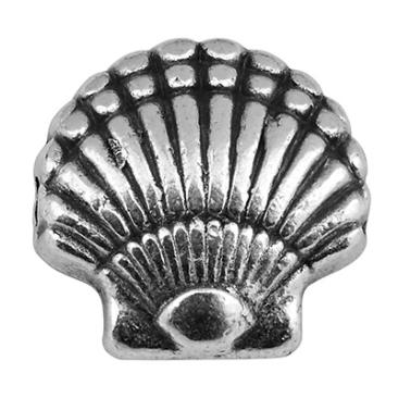 Metallperle Muschel, 12 mm,Lochdurchmesser 1,6 mm, versilbert