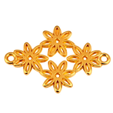 Bracelet connector flower, 21 x 25 mm, gold-plated