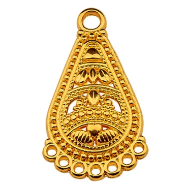 Metal pendant drop, ethnic, 17 x 26 mm, gold-plated
