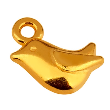 Metal pendant bird, 9 x 8 mm, gold-plated