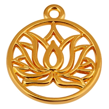 Metal pendant lotus, 19 mm, gold-plated