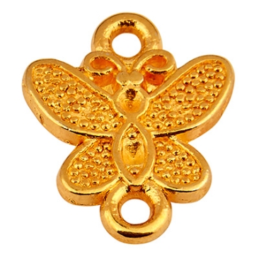 Bracelet connector butterfly, 12 x 9 mm, gold-plated
