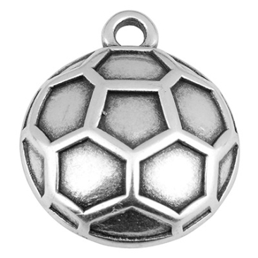 Metal pendant football, 21 x 17.5 mm, silver-plated