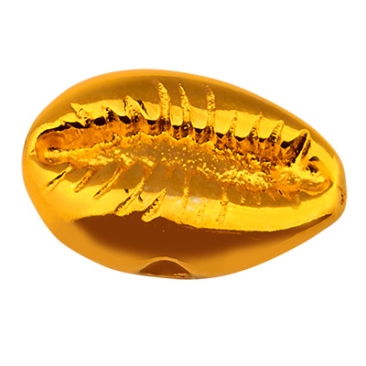 Metallperle Muschel, 8 x 12 mm, vergoldet