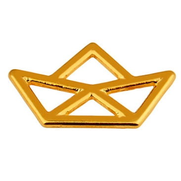 Metal pendant paper boat, 21.5 x 12.5 mm, gold-plated