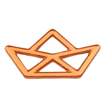 Metal pendant paper boat, 21.5 x 12.5 mm, rose gold-plated