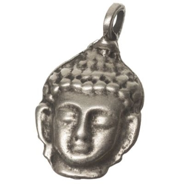 Pendentif métal Bouddha, environ 20 x 25 mm,argenté
