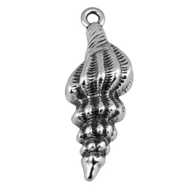 Metal pendant shell, 13 x 33 mm, silver-plated