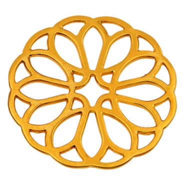 Metal pendant flower, 34 mm, gold-plated