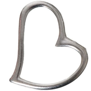 Metalen hanger hart, ca. 35 x 31 mm, verzilverd