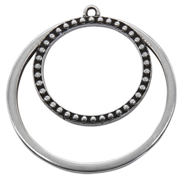 Metal pendant circles, silver plated