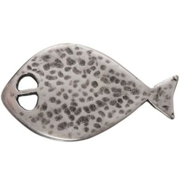 Metallanhänger Fisch, ca. 51 x 29 mm, versilbert