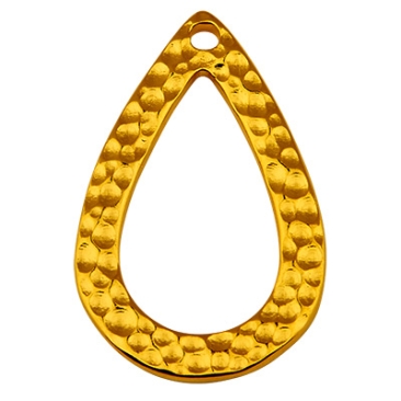 Metal pendant drop hammered, gold plated