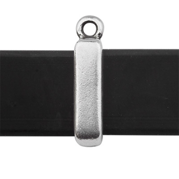 Slider square for 10 mm wide straps with 1 eyelet, silver plated
