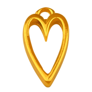 Metal pendant heart 15 mm, gold plated