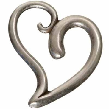 Metal pendant heart, approx. 39 x 37 mm, silver-plated