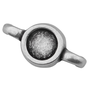 Bracelet Connector with Setting for Flat Back Stone Round SS16, silver plated