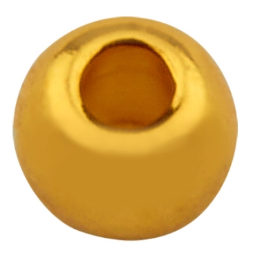 Metallperle Kugel, 2,5 x 3,0 mm Lochdurchmesser 1,2 mm, vergoldet