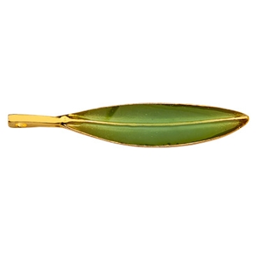 Metal pendant feather, 46 x 9 mm, gold-plated