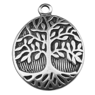 Metal pendant tree, 34 x 28 mm, silver-plated