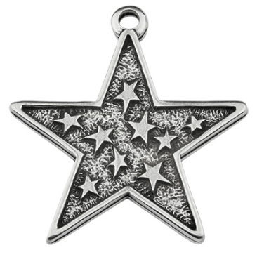 Pendentif métal étoile, argenté, 43,5 x 41 mm