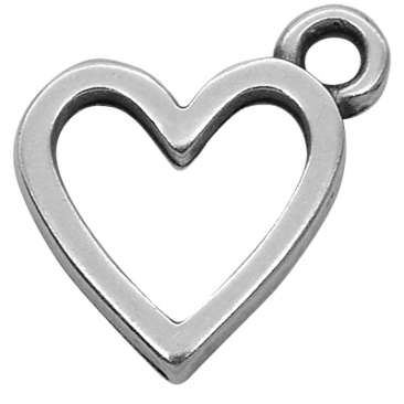 Metal pendant mini charm heart, 11.5 mm, silver plated