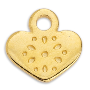 Metal pendant mini charm heart, 11 x 10.5 mm, gold-plated