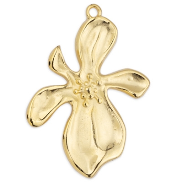 Metal pendant flower, 26.0 x 36 mm, gold-plated