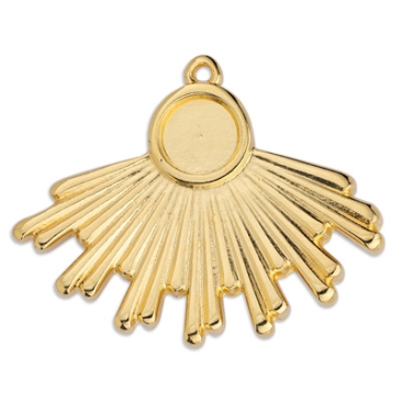 Metal pendant round with halo with settings for Flat Back SS34, 32.5 x 26 mm, gold-plated