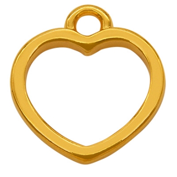 Metal pendant mini charm heart, 11 x 12 mm, gold plated