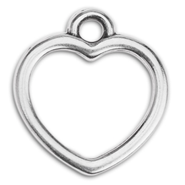 Metal pendant mini charm heart, 11 x 12 mm, silver plated
