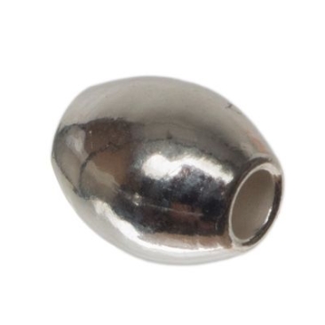 Metal bead olive, approx. 6 x 5 mm, silver-plated