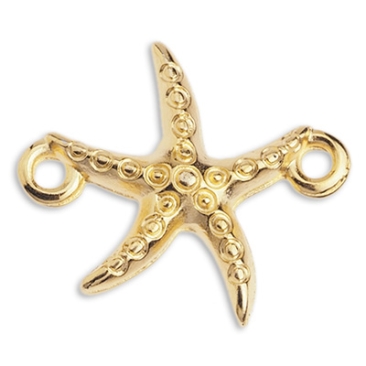 Bracelet connector starfish, 18 x 14.5 mm, gold-plated