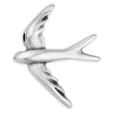 Metal bead swallow 16 x 18 mm, silver plated