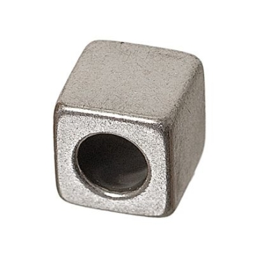 Metal bead cube, approx. 5 mm, silver-plated