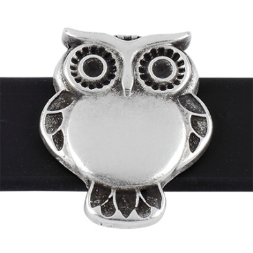 Slider owl, silver-plated, 17.0 mm x 14.0 mm